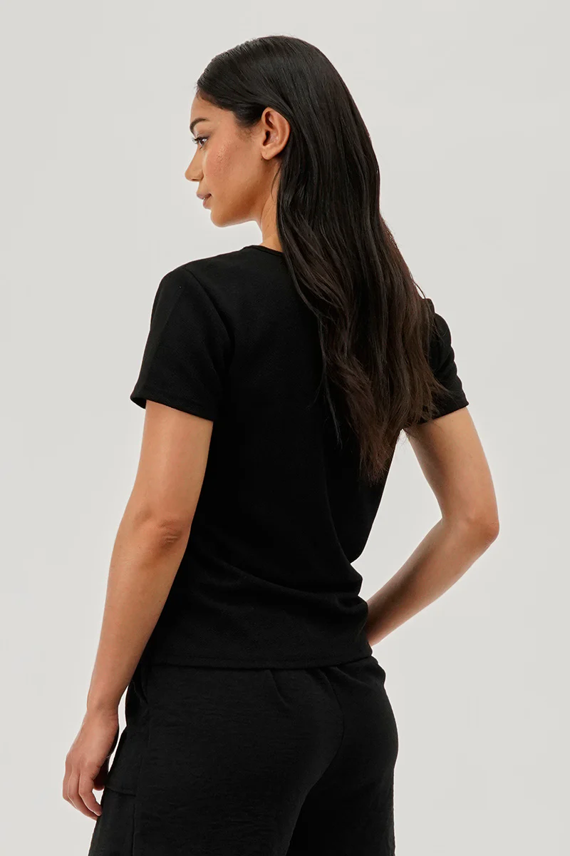 Runaway Bay Square Neck Tee - Black - Image 3