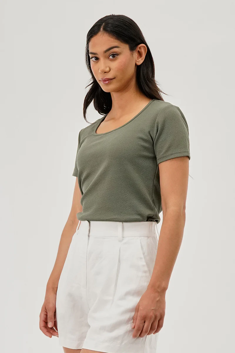 Runaway Bay Square Neck Tee - Olive - Image 2