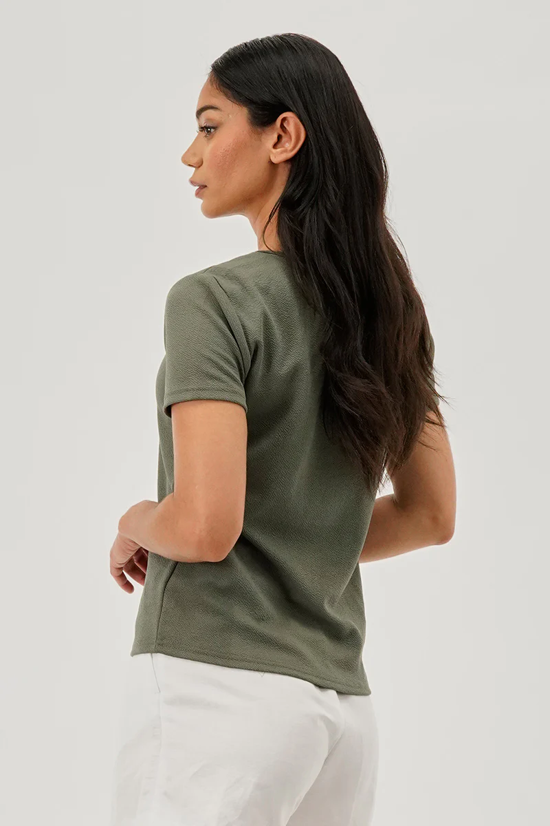 Runaway Bay Square Neck Tee - Olive - Image 3
