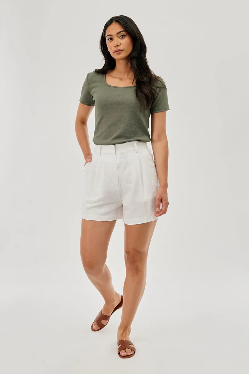 Runaway Bay Square Neck Tee - Olive - Image 5