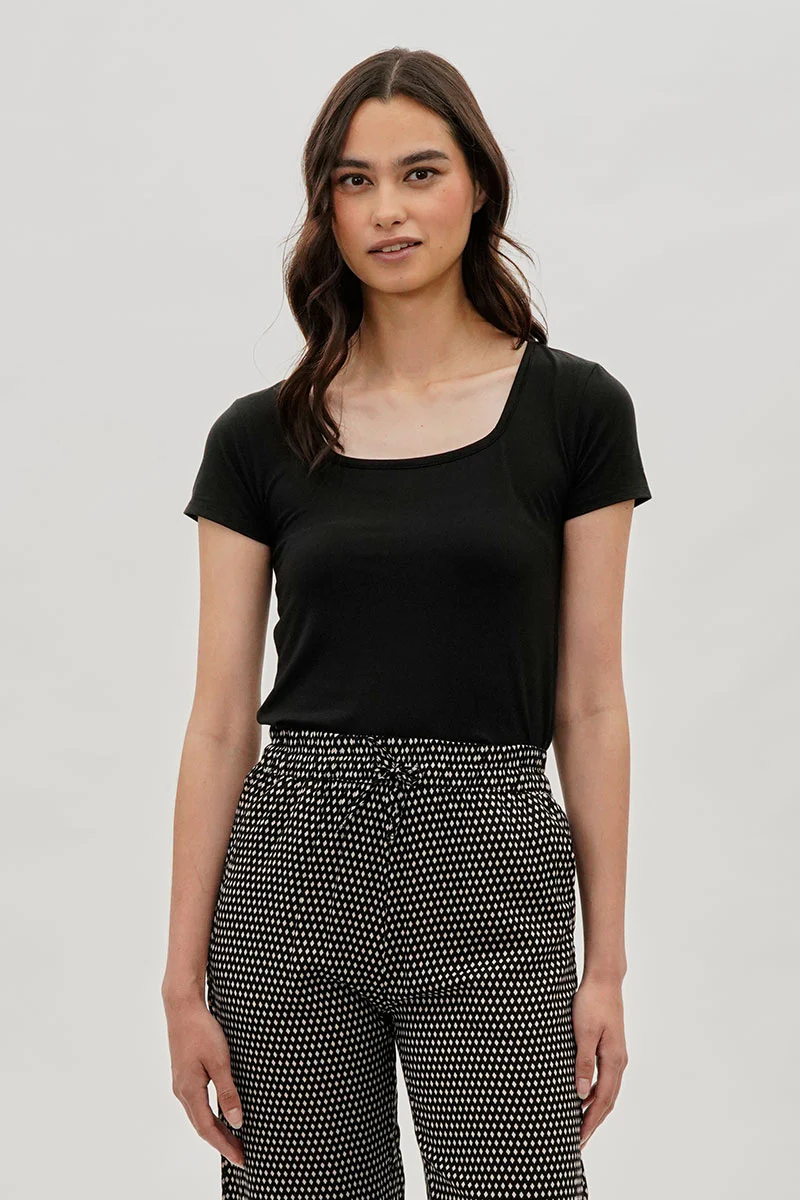 Costa Blanca Square Neck Tee - Black