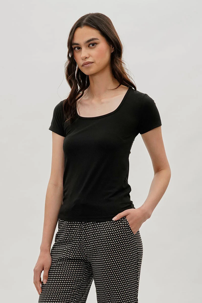 Costa Blanca Square Neck Tee - Black - Image 2