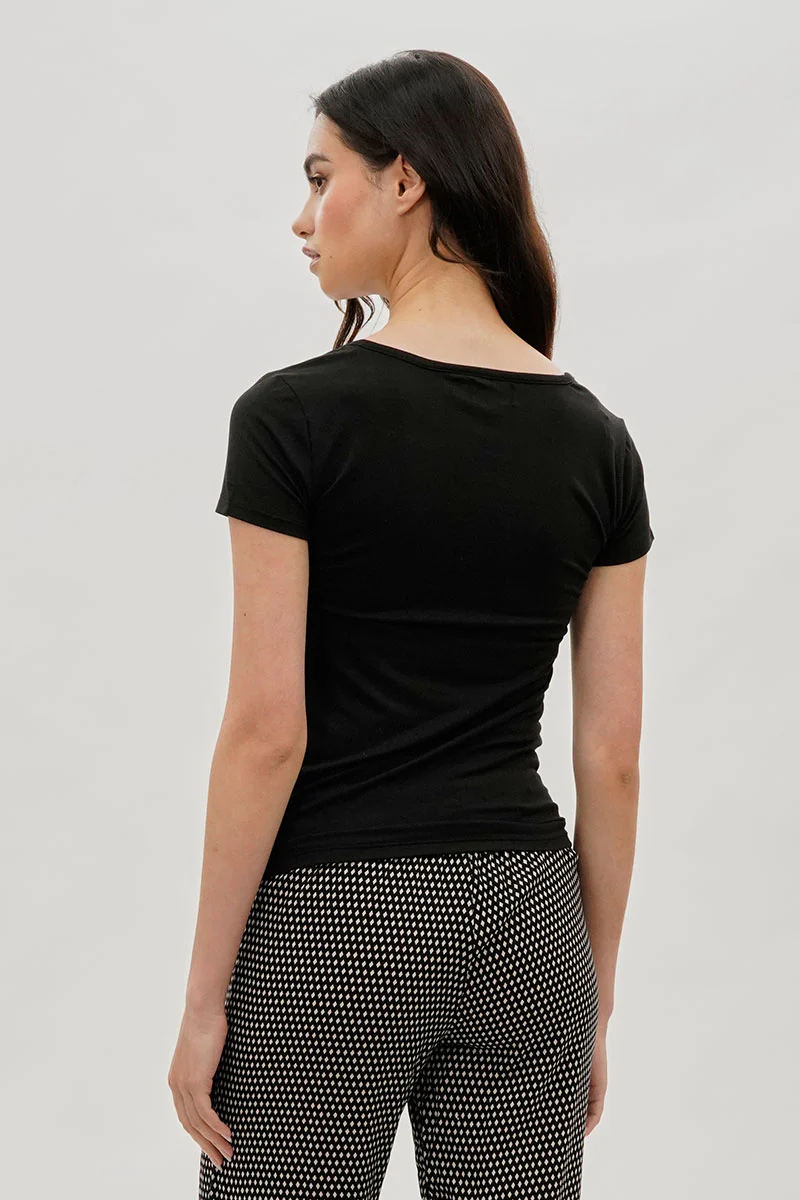 Costa Blanca Square Neck Tee - Black - Image 3
