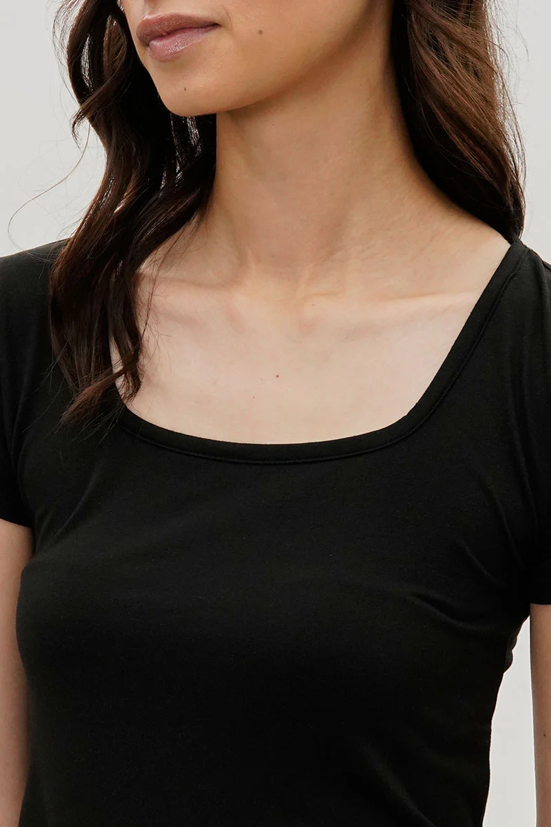 Costa Blanca Square Neck Tee - Black - Image 4