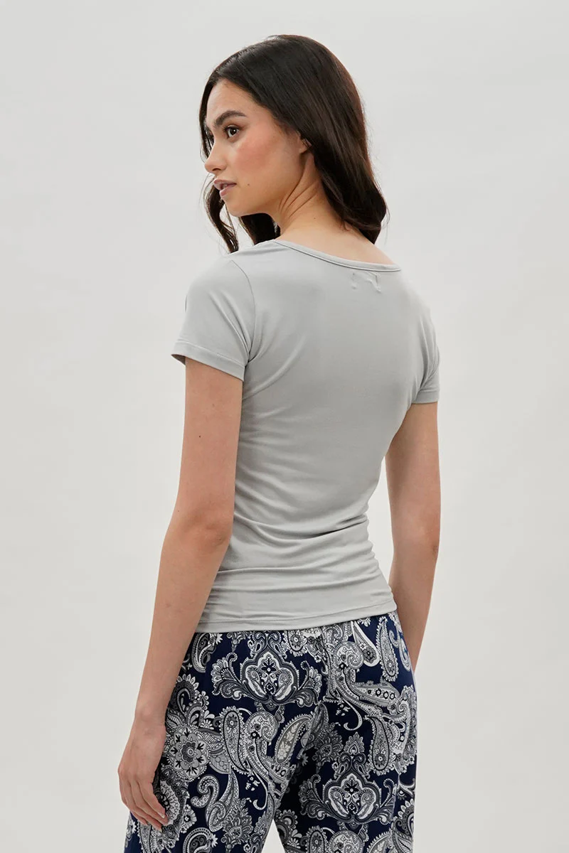 Costa Blanca Square Neck Tee - Grey - Image 3