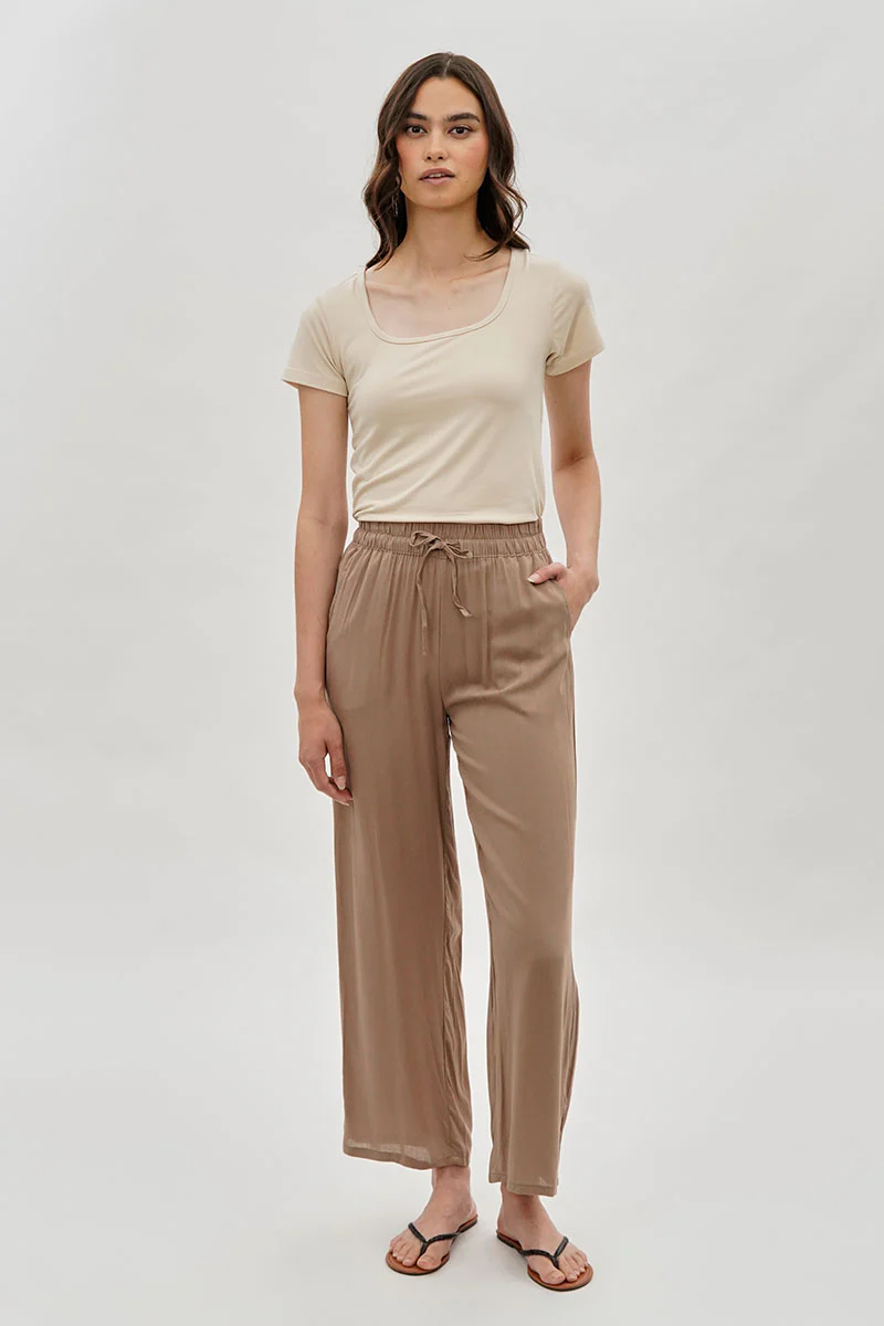 Costa Blanca Square Neck Tee - Beige - Image 5