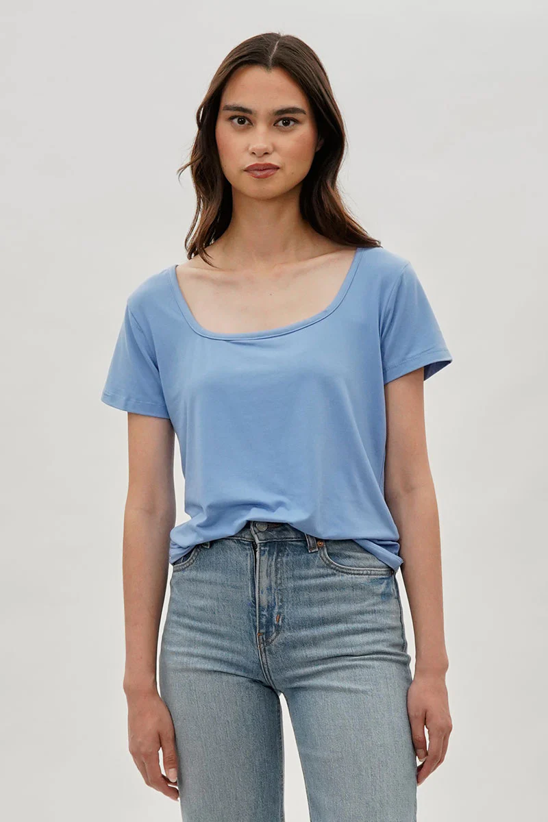 Costa Blanca Square Neck Tee - Blue