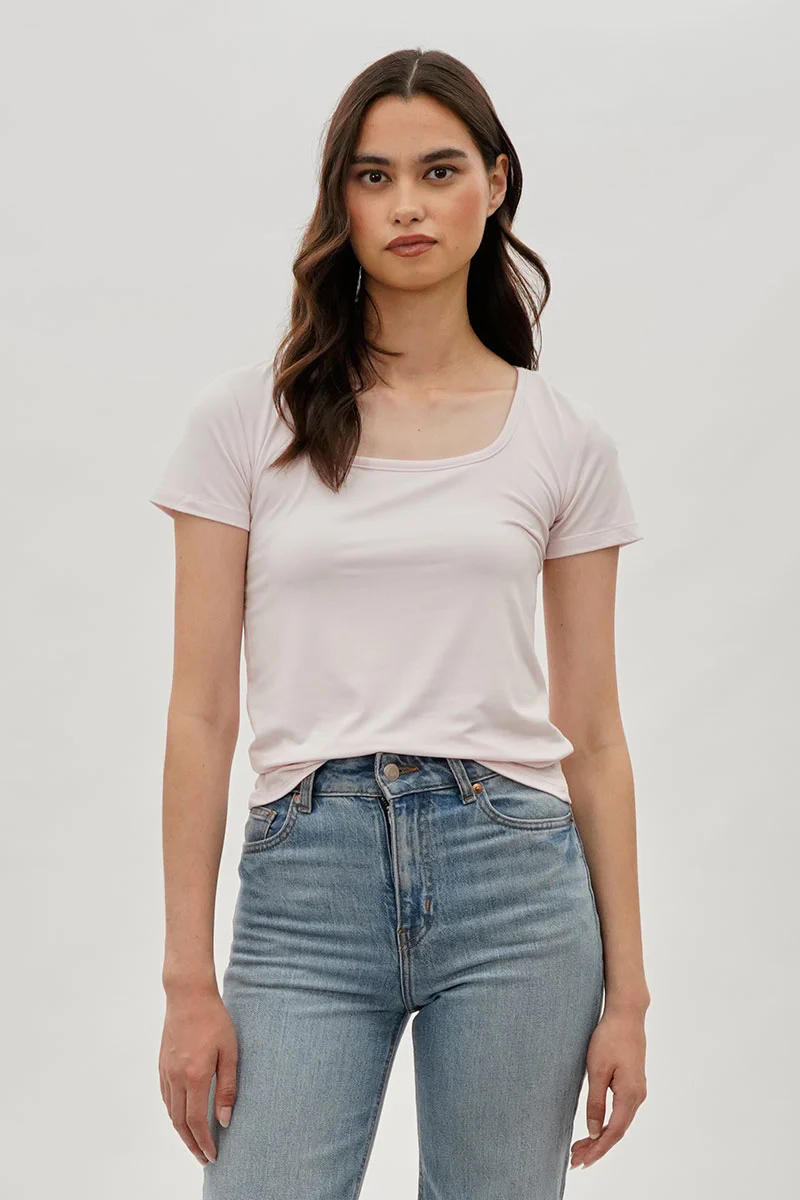 Costa Blanca Square Neck Tee - Blush