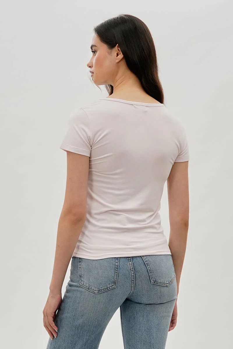 Costa Blanca Square Neck Tee - Blush - Image 3