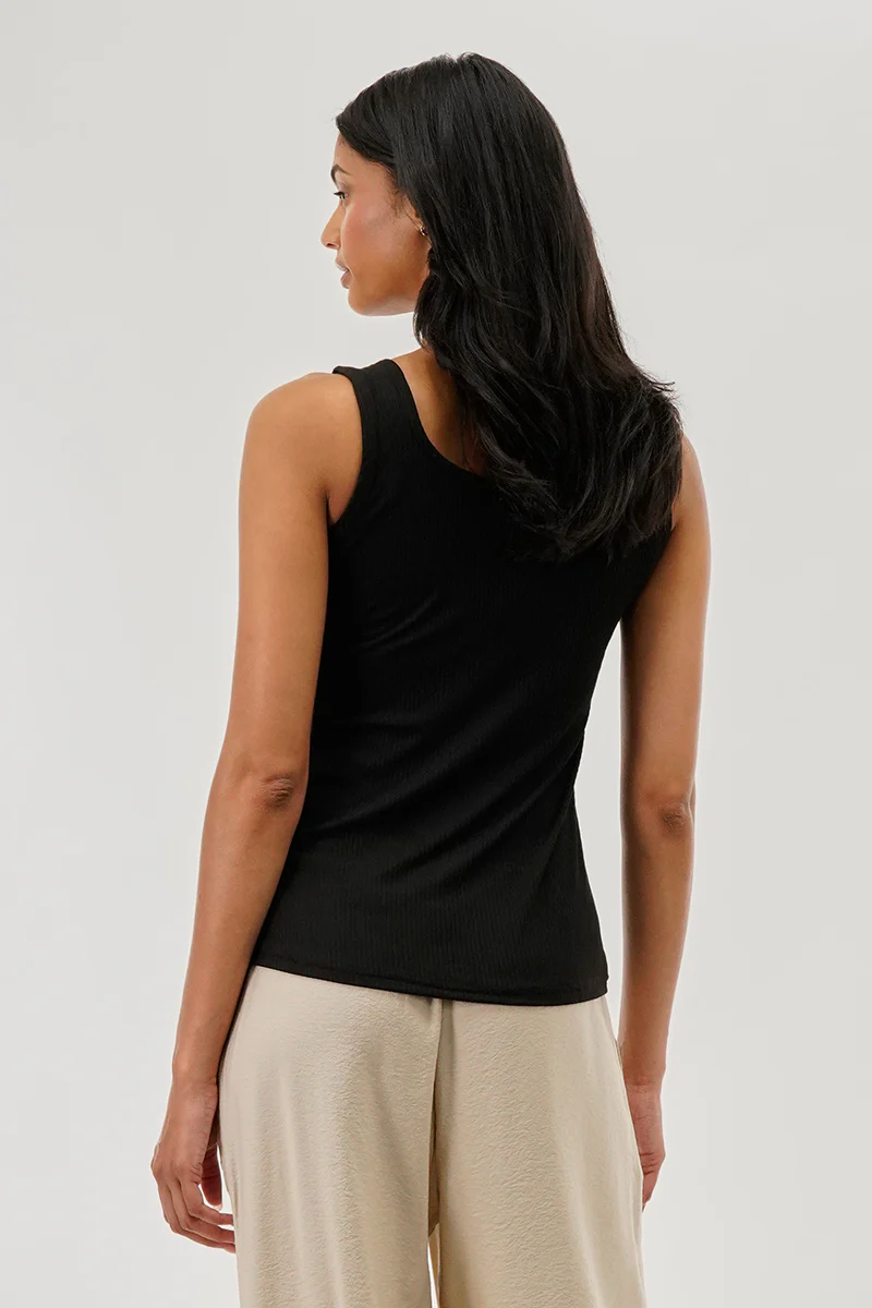 Costa Blanca Ribbed Quarter Zip Tank Top - Black - Image 3