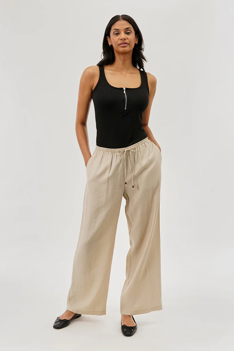 Costa Blanca Ribbed Quarter Zip Tank Top - Black - Image 5