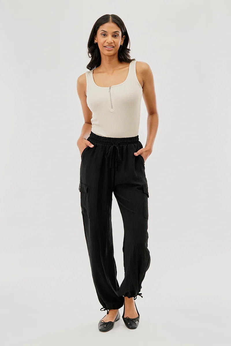 Costa Blanca Ribbed Quarter Zip Tank Top - Cream - Image 5