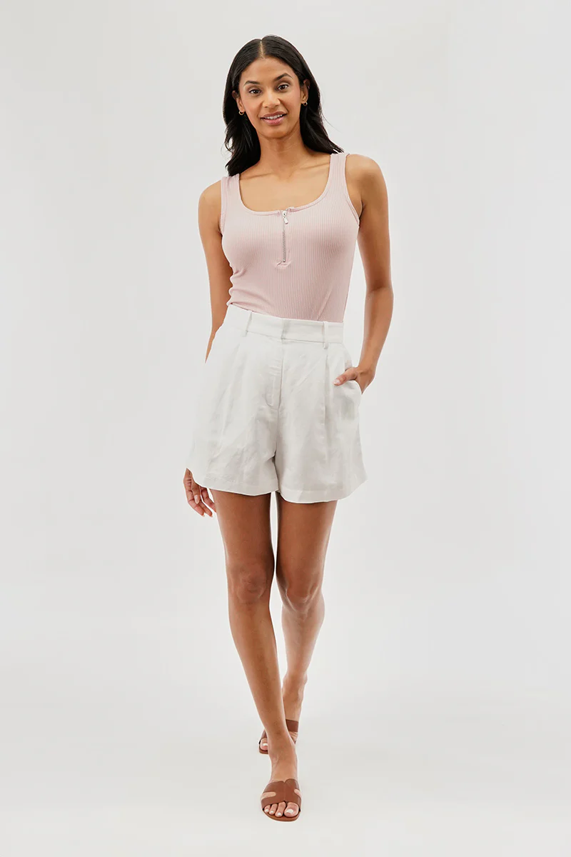 Costa Blanca Ribbed Quarter Zip Tank Top - Pink - Image 5