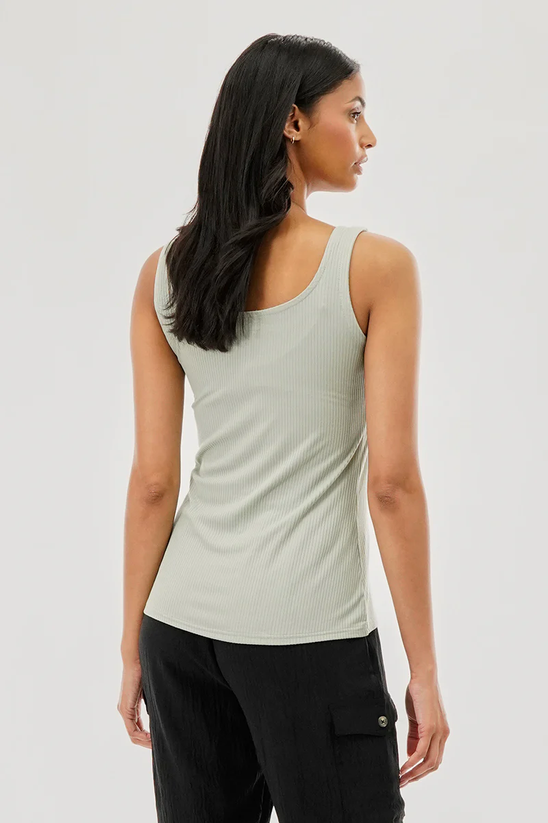 Costa Blanca Ribbed Quarter Zip Tank Top - Mint - Image 3