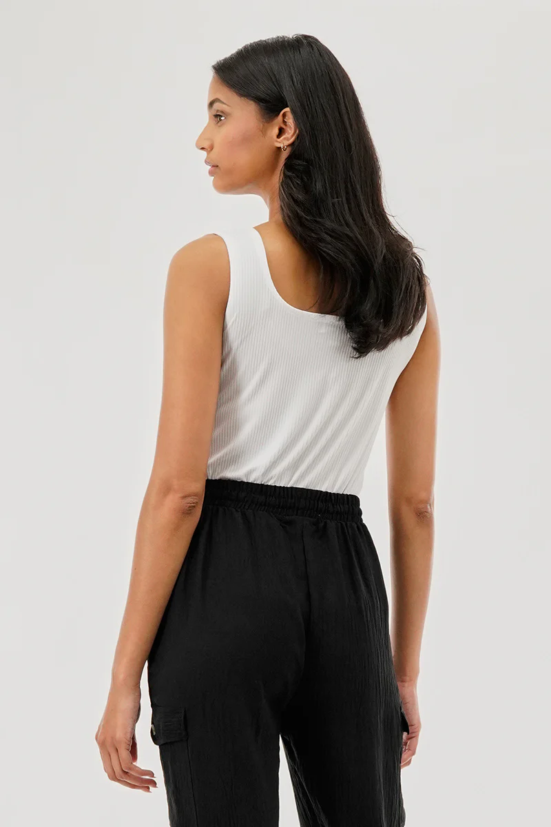 Costa Blanca Ribbed Quarter Zip Tank Top - White - Image 3
