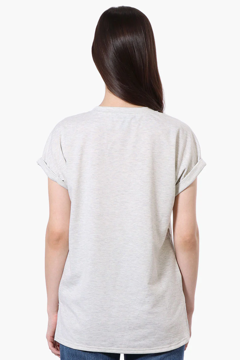 Runaway Bay Sport Cuffed Sleeve V-Neck Tee - Grey - Image 3