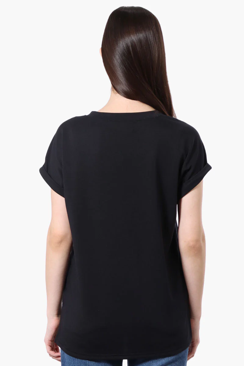 Runaway Bay Sport Cuffed Sleeve V-Neck Tee - Black - Image 3