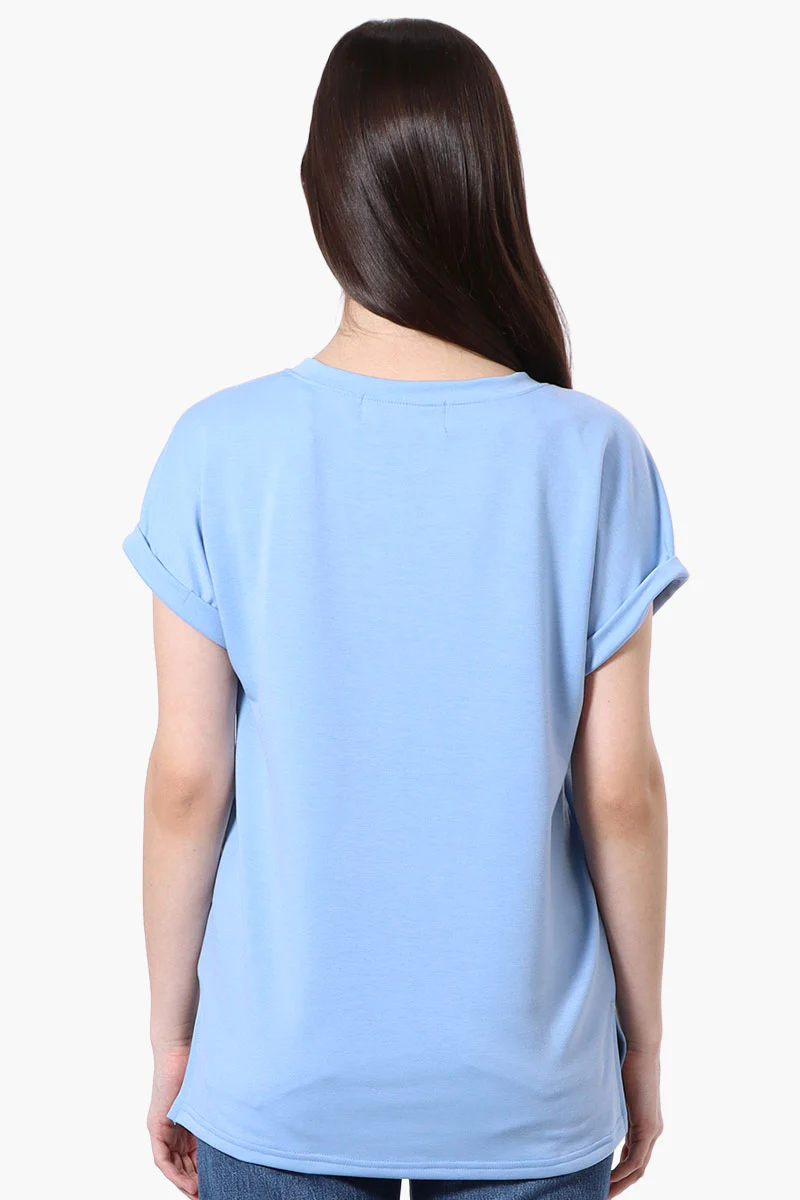 Runaway Bay Sport Cuffed Sleeve V-Neck Tee - Blue - Image 3