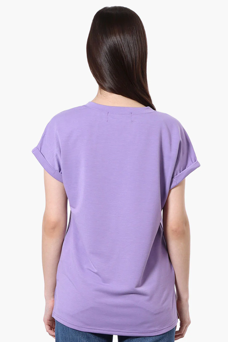 Runaway Bay Sport Cuffed Sleeve V-Neck Tee - Lavender - Image 3