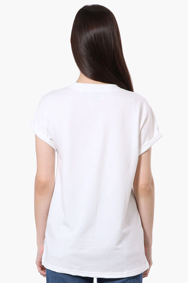 Runaway Bay Sport Cuffed Sleeve V-Neck Tee - White - Image 3