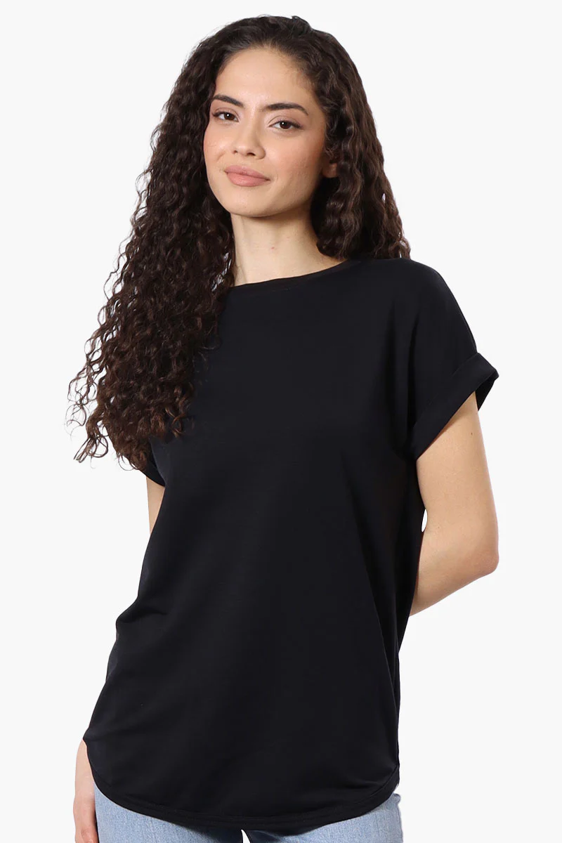 Runaway Bay Sport Basic Cuffed Sleeve Tee - Black