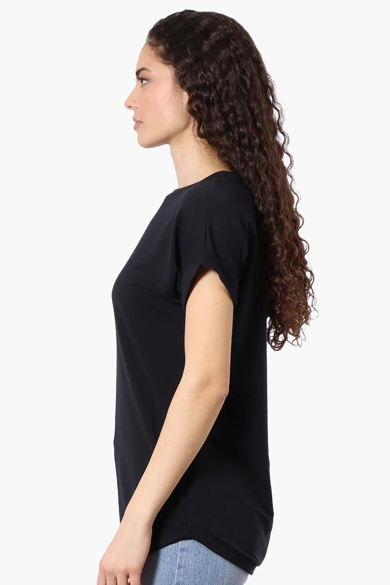 Runaway Bay Sport Basic Cuffed Sleeve Tee - Black - Image 2