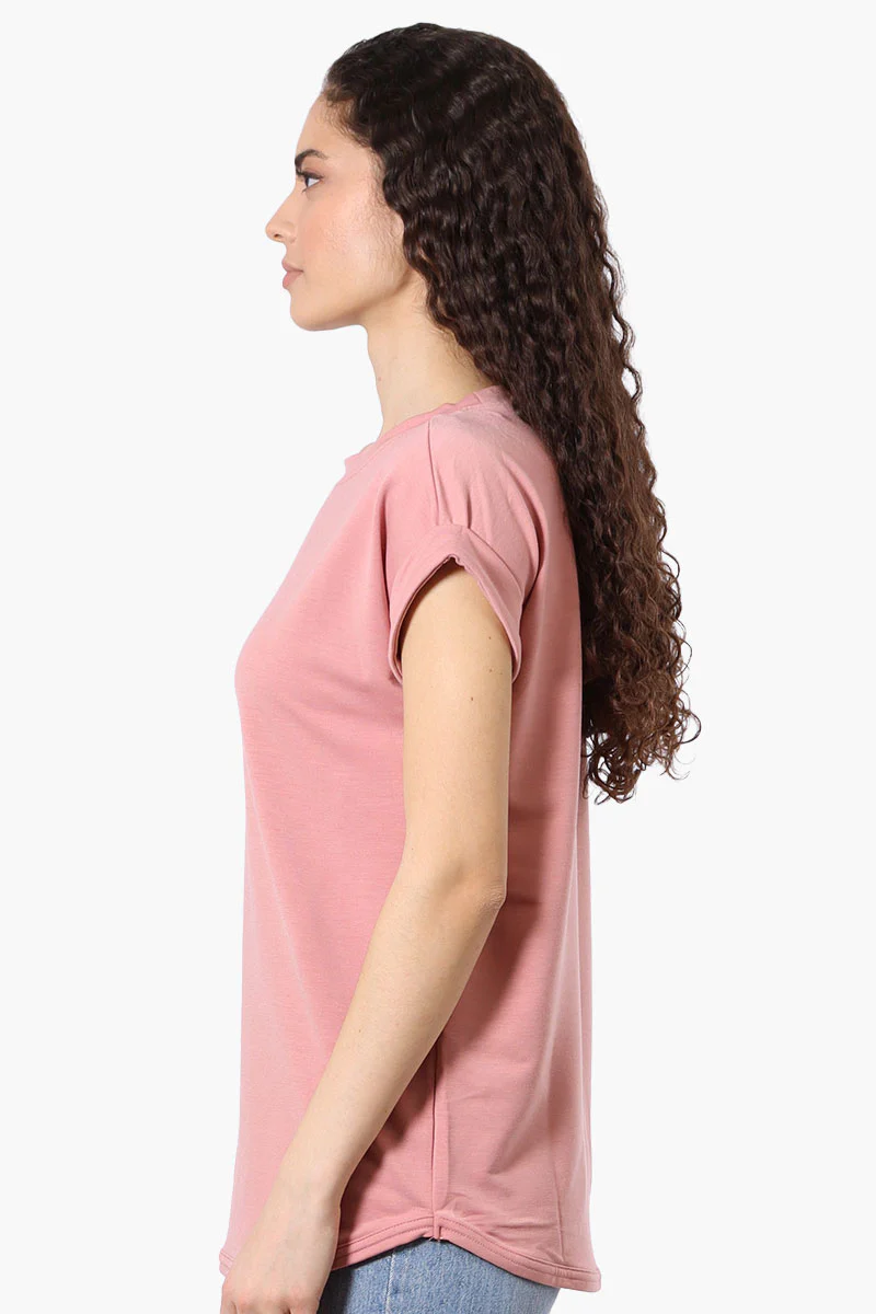 Runaway Bay Sport Basic Cuffed Sleeve Tee - Pink - Image 2