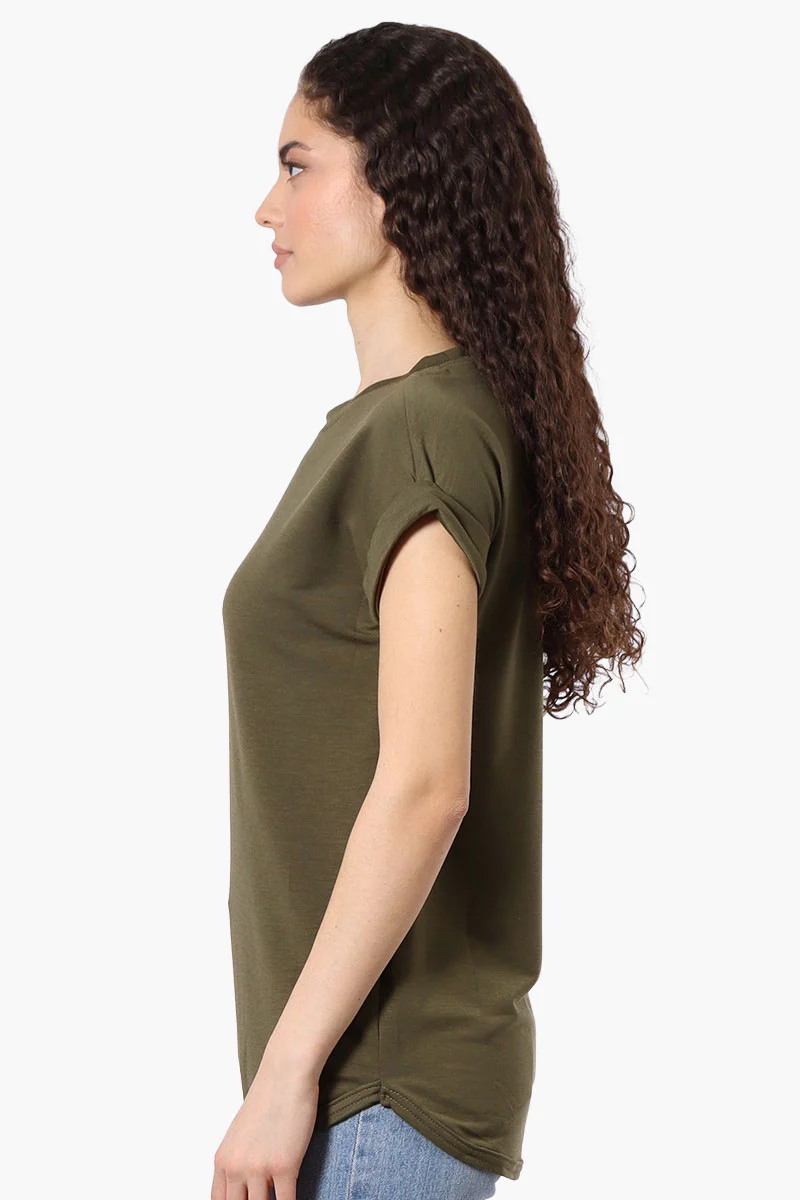 Runaway Bay Sport Basic Cuffed Sleeve Tee - Olive - Image 2
