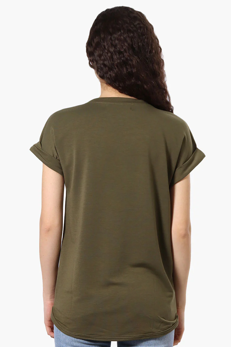 Runaway Bay Sport Basic Cuffed Sleeve Tee - Olive - Image 3