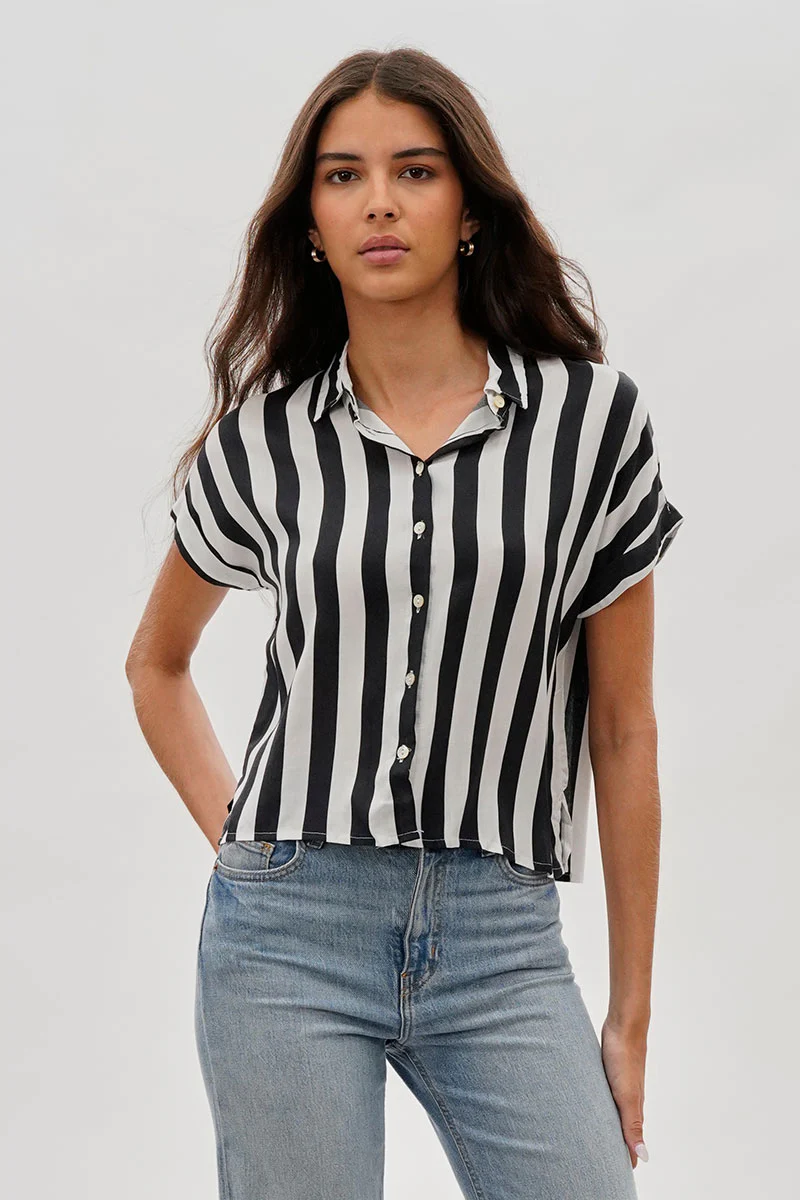 Stylexchange Vintage Striped Button Down Shirt - Black