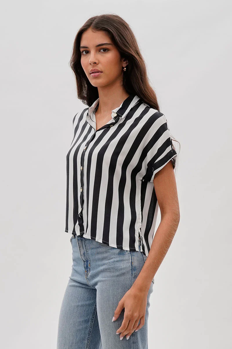 Stylexchange Vintage Striped Button Down Shirt - Black - Image 2