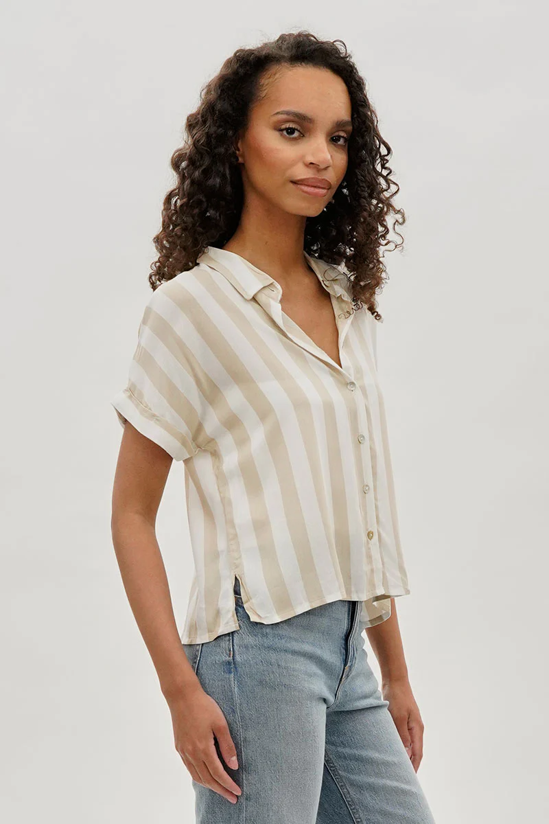 Stylexchange Vintage Striped Button Down Shirt - Beige - Image 2