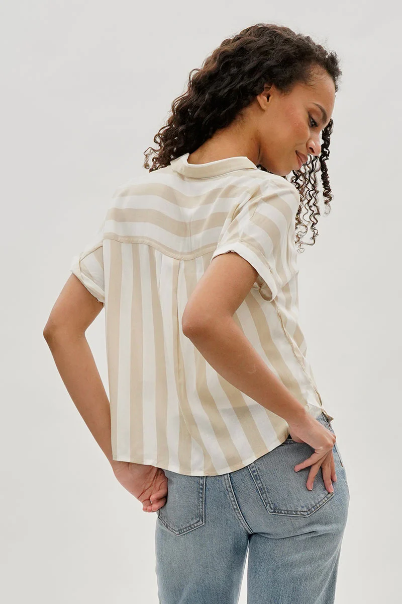 Stylexchange Vintage Striped Button Down Shirt - Beige - Image 3