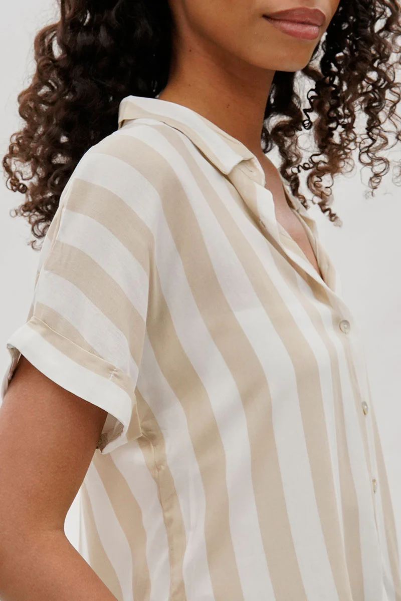 Stylexchange Vintage Striped Button Down Shirt - Beige - Image 4