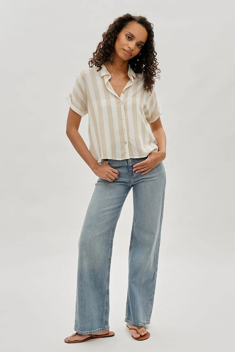 Stylexchange Vintage Striped Button Down Shirt - Beige - Image 5