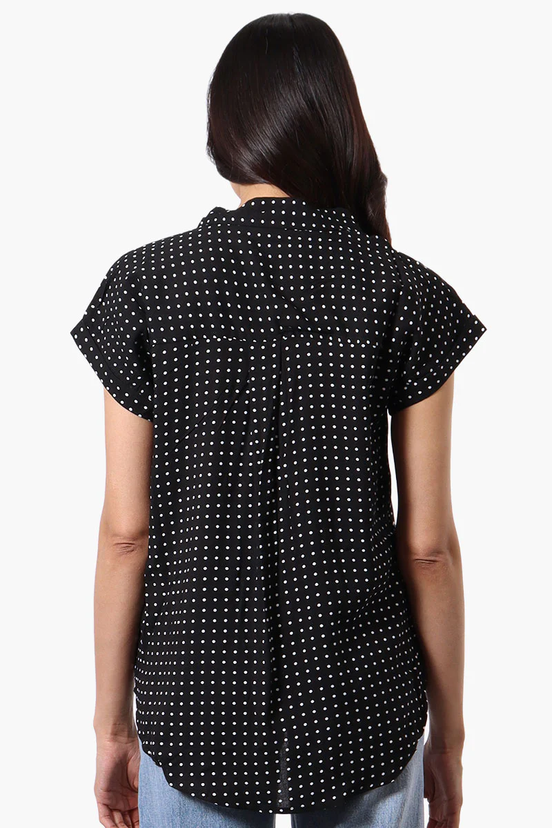 Majora Dotted Pattern Camp Collar Button Up Shirt - Black - Image 3