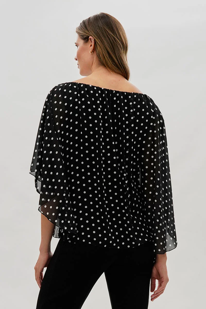 Costa Blanca Polka Dot Chiffon Blouse - Black - Image 3