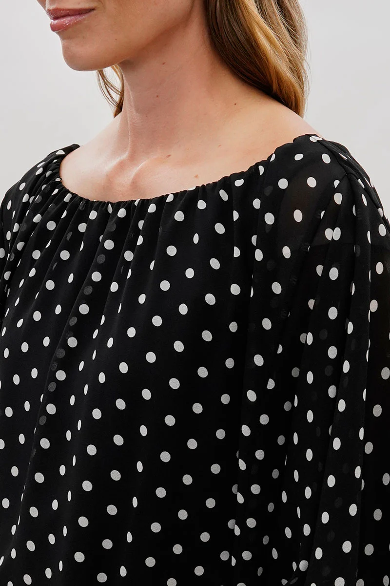 Costa Blanca Polka Dot Chiffon Blouse - Black - Image 4