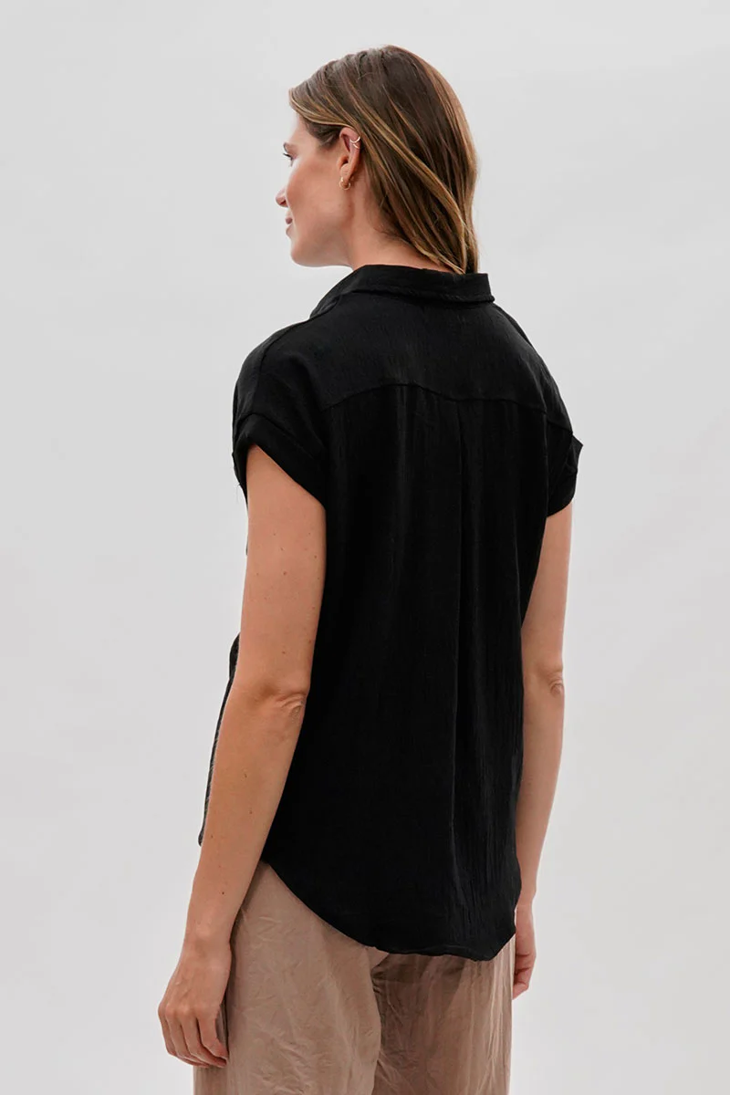 Sylexchange Vintage Short Sleeve Button Down Shirt - Black - Image 3