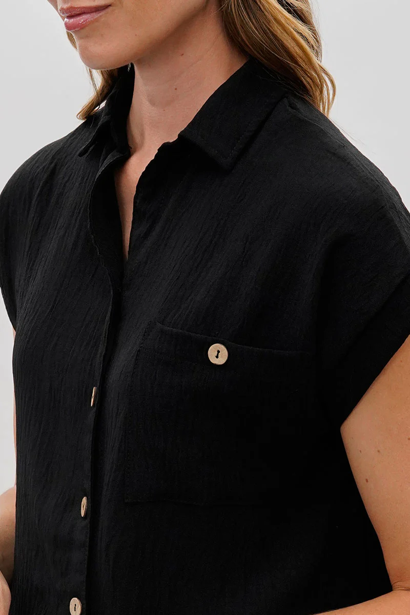 Sylexchange Vintage Short Sleeve Button Down Shirt - Black - Image 4