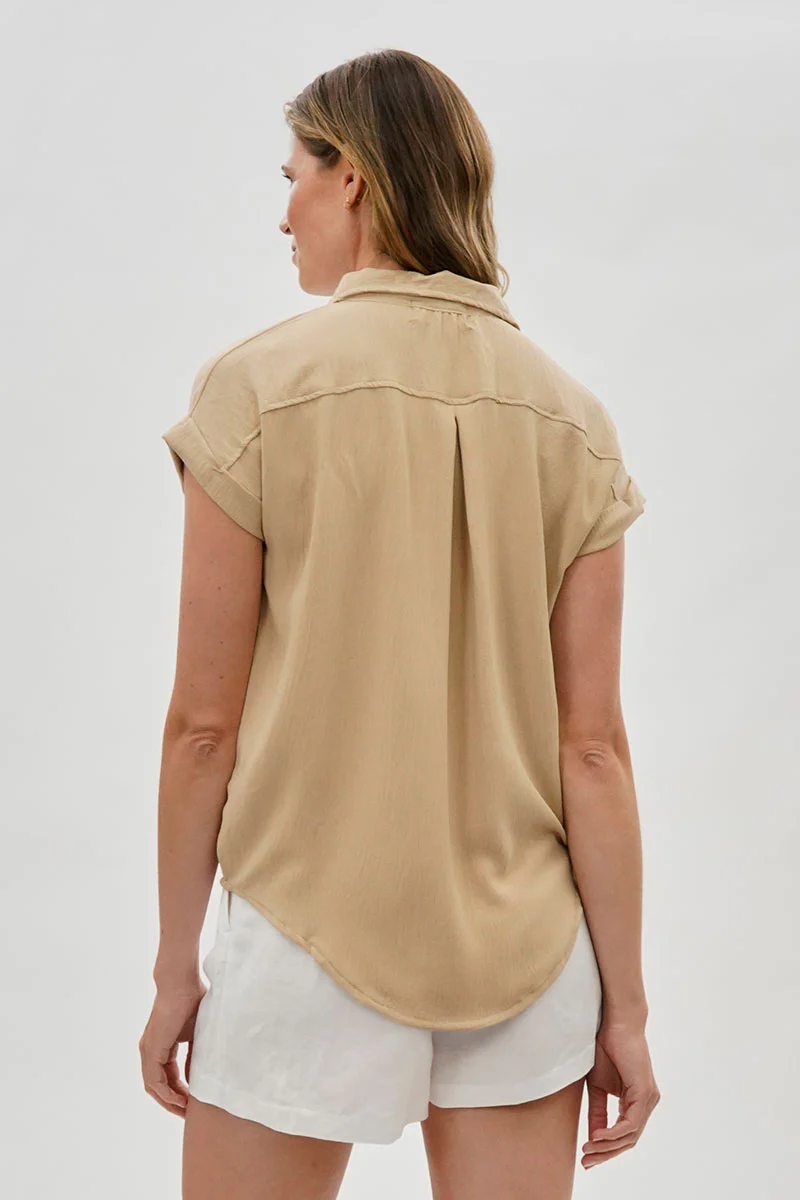 Sylexchange Vintage Short Sleeve Button Down Shirt - Beige - Image 3