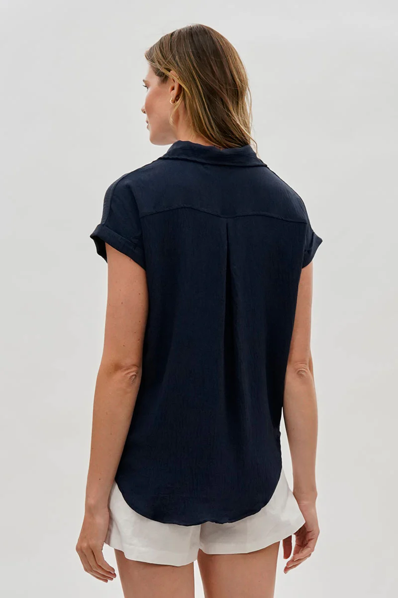 Sylexchange Vintage Short Sleeve Button Down Shirt - Navy - Image 3