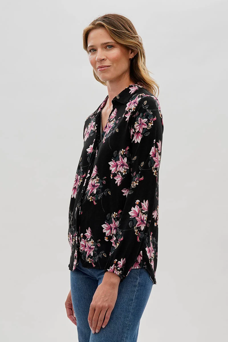 Beechers Brook Floral Button Down Blouse - Black - Image 2