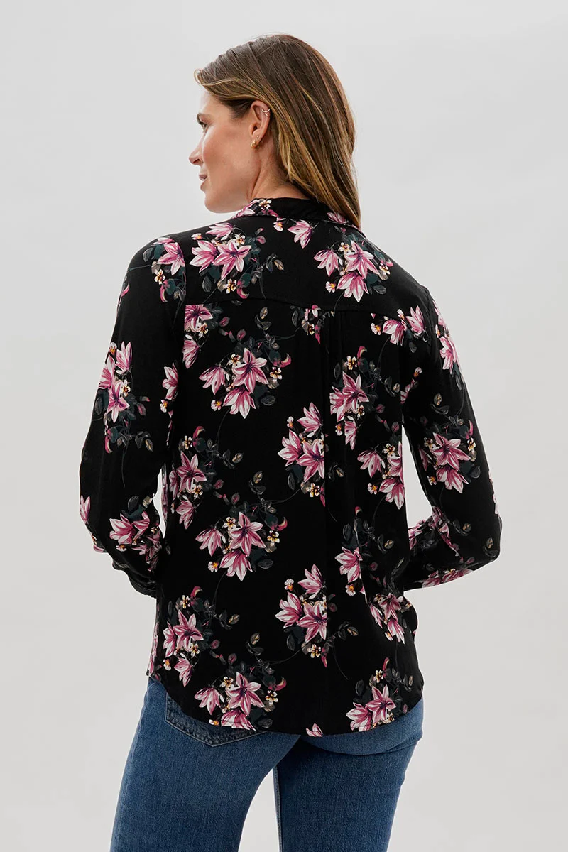 Beechers Brook Floral Button Down Blouse - Black - Image 3