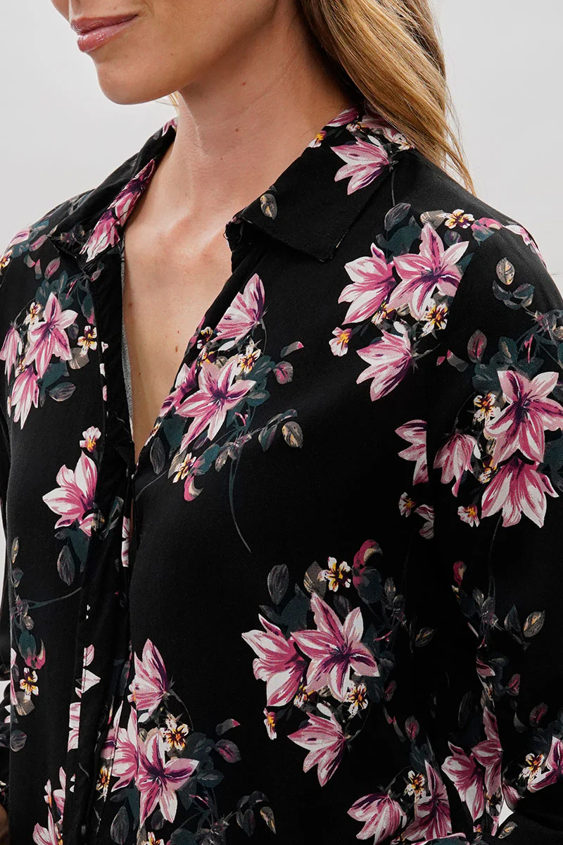 Beechers Brook Floral Button Down Blouse - Black - Image 4