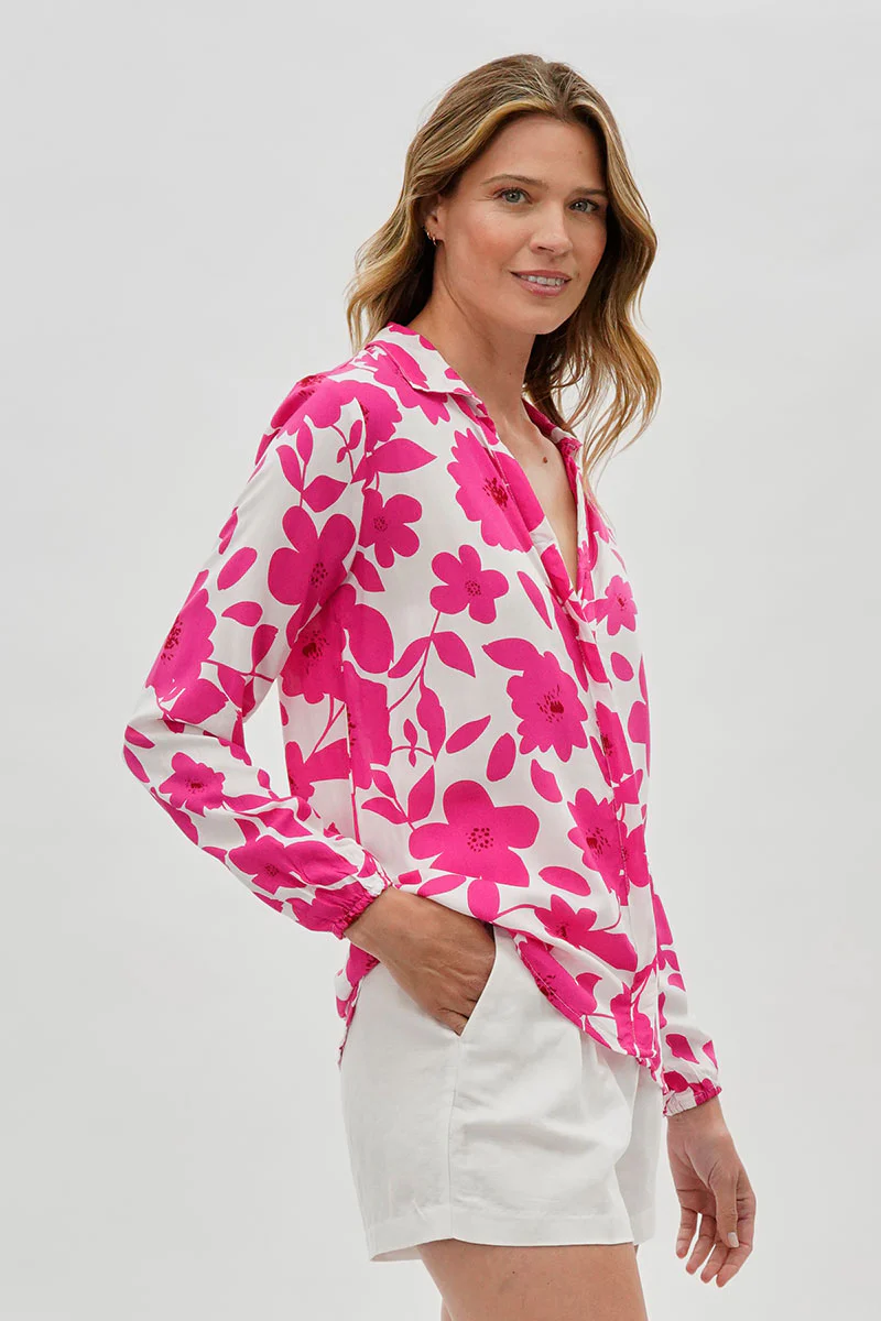 Beechers Brook Floral Button Down Blouse - White - Image 2