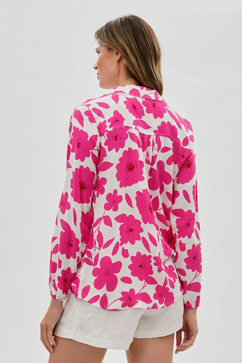Beechers Brook Floral Button Down Blouse - White - Image 3