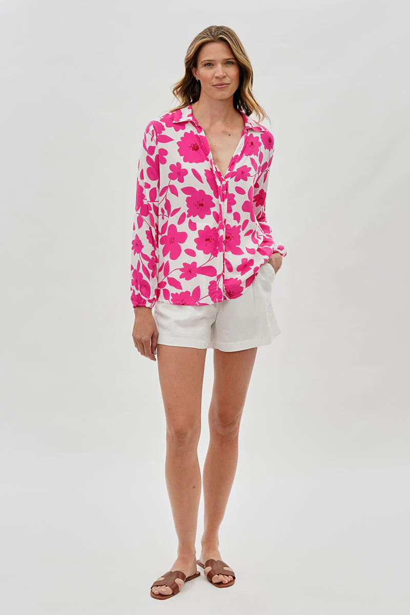 Beechers Brook Floral Button Down Blouse - White - Image 5