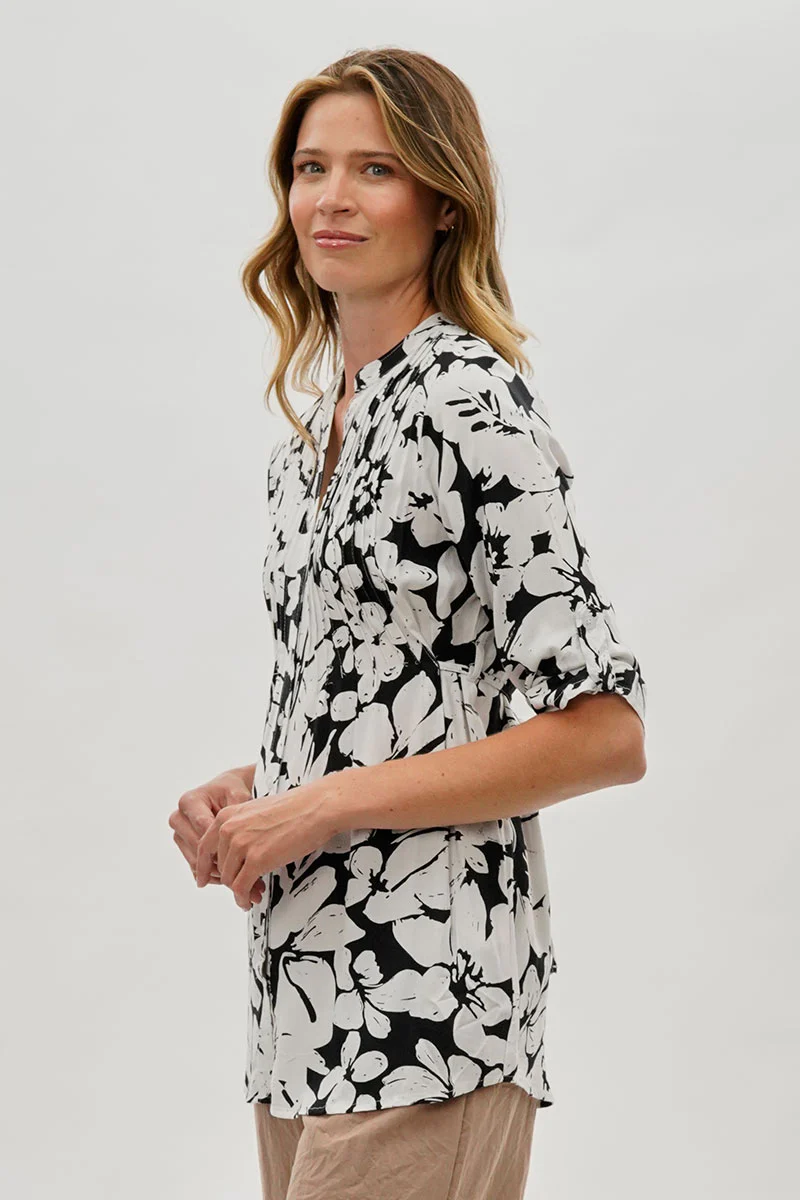 International INC Company Floral Back Tie Blouse - Black - Image 2
