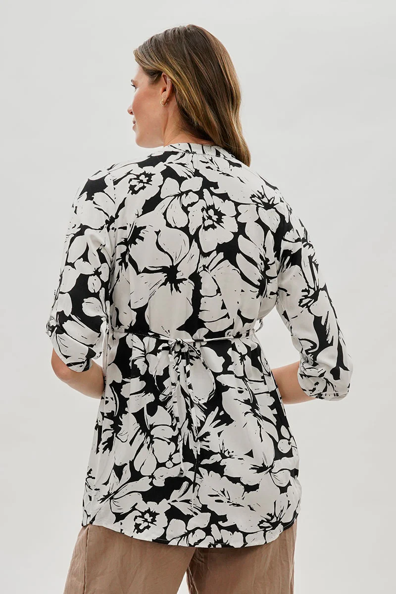 International INC Company Floral Back Tie Blouse - Black - Image 3